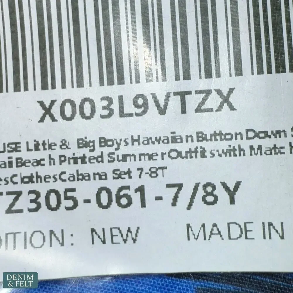 Tunevuse Boys Hawaiian 3pc‎ Cabana Set Shirt Shorts Hat Blue Hawaii Print NEW